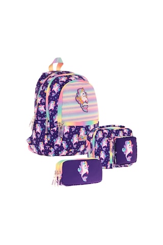 Kaukko Kids Üçlü Kız Çocuk İlkokul Okul Çantası Seti L5228+l7228+l8228 Mor - Kauçuk Unicorn Mor