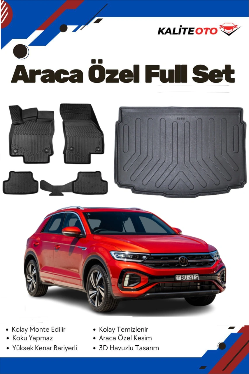 Volkswagen T-roc 2023 Model Yumuşak Paspas+alt Bagaj Havuzu Seti
