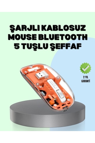 Şarjlı Ergonomik Fare 1600 Dpı, Sessiz Tıklama Özellikli -