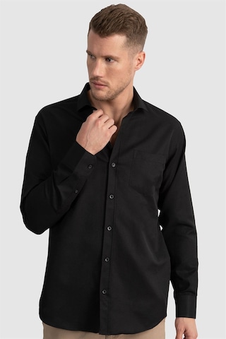 Tudors Klasik Fit Desenli Erkek Gömlek-22506 Siyah