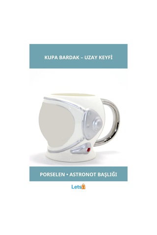 Uzay Temalı Astronot Başlıklı Porselen Kupa Bardak Çok Renkli