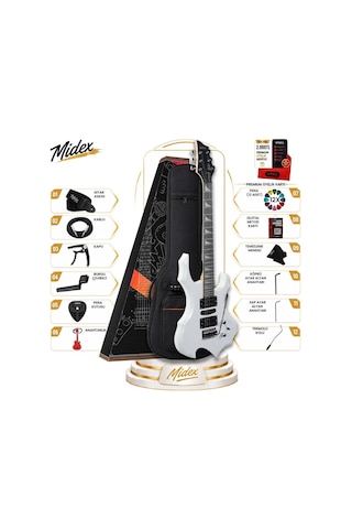 Midex Force-wh Profesyonel Axel Kasa Hsh Elektro Gitar Seti Beyaz