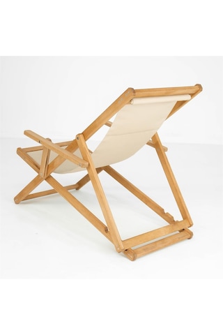 Flat Ahşap Şezlong - 3 Kademeli Sırt Dayama, Kolçaklı