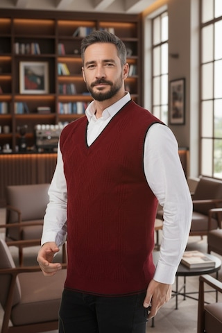 Kamalı Erkek Bordo Tüylenme Yapmayan Anti-pilling Standart Fit Saç Örgü Desenli Triko Süveter