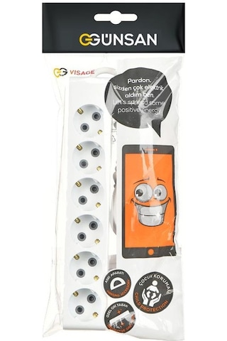 Visage Altılı Çocuk Korumalı Topraklı Grup Priz 3m