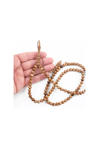 Mango Ağacı 99luk Tekerlek Kesim 7.5x6.5mm Namaz Tesbihi Bej