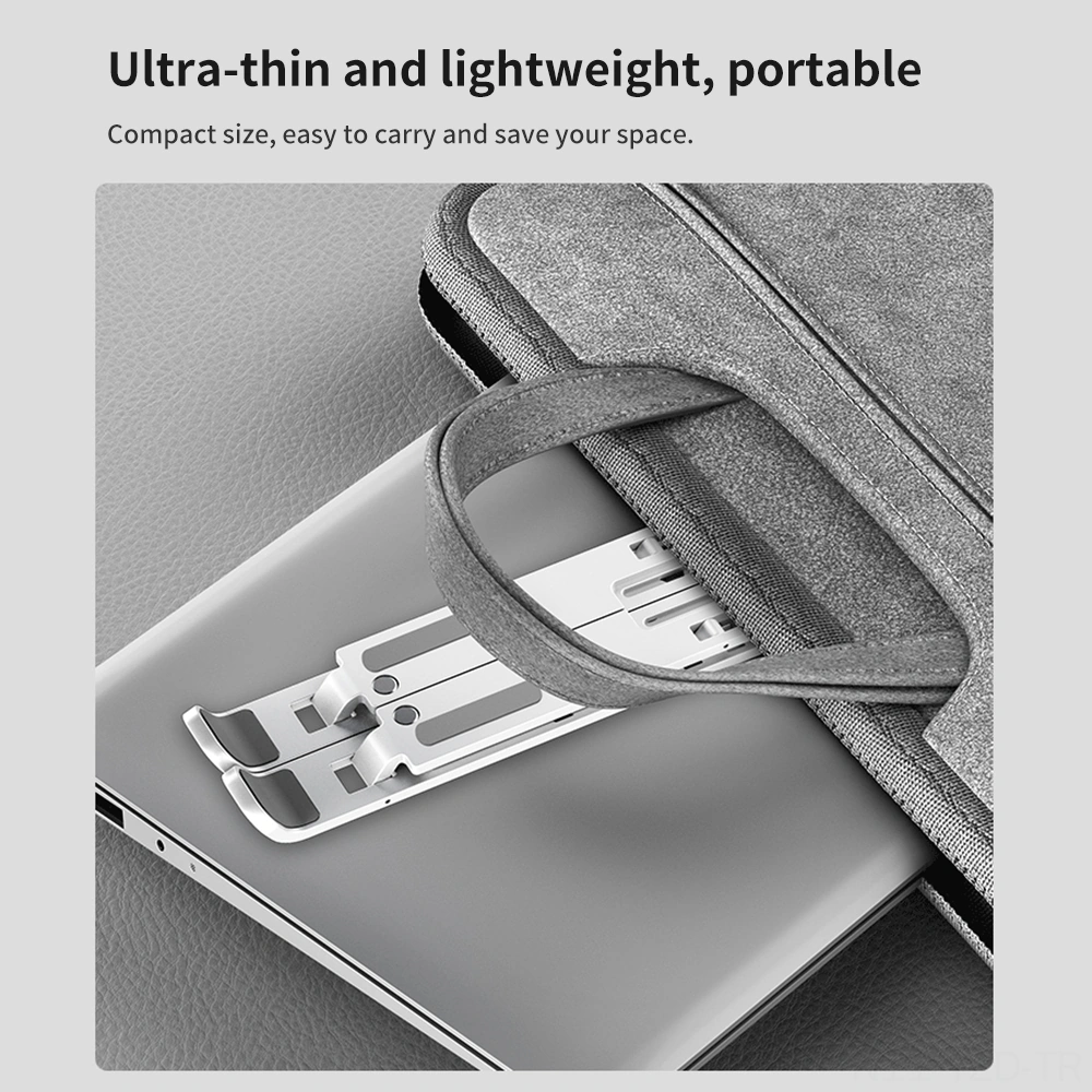 Yuntech01 Laptop Maviği Abs+silikon 10 Seviye Yükseklik Ayarlı Soğutucu Katlanabilir Tahta Siyah Ergonomik Masaüstü Tutucu