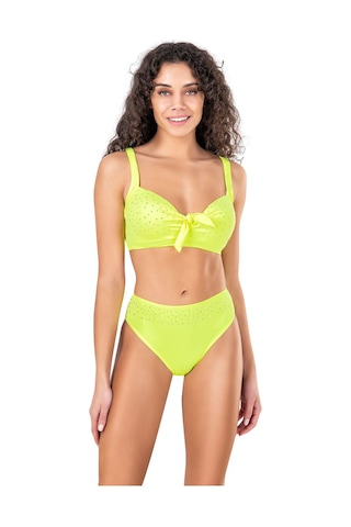 Endeep Kadın Fiyonk ve Taş Detaylı Büyük Beden Sarı Bikini Takımı