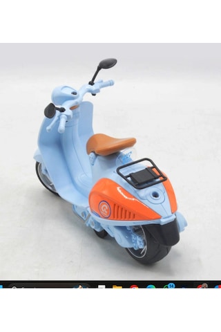 Vespa Motosiklet Çek Bırak Die-cast Vp Sesli Ve Işıklı 1:10 Ölçek 17cm Turuncu Çok Renkli