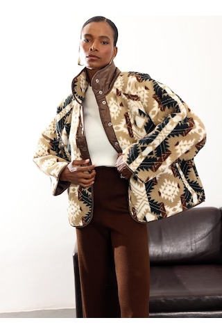 Kahverengi Çift Taraflı Şişme Polar Mont 01304 Kahverengi