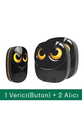 Monozone Işıklı Baykuş Şekilli 2 Alıcı 1 Verici Kapı Zili