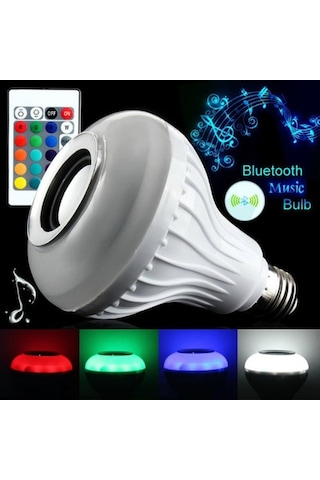Bluetooth Led Ampul Hoparlör Kumandalı Kablosuz Ses Bombası RGB