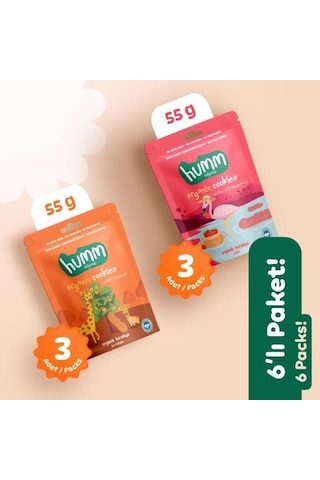 Organik Vegan Çilekli Kurabiye Ve Portakallı Kurabiye Atıştırmalık Paketi - 6 Adet 2 Çeşit 320 G