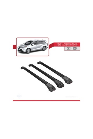 Toyota Sienna Xl40 2021 Ve Sonrası İle Uyumlu Ace-1 Ara Atkı Tavan Barı Siyah 3 Adet Bar