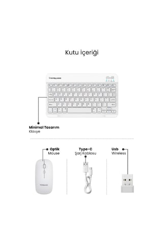 Beyaz Kablosuz Klavye Ve Mouse Seti