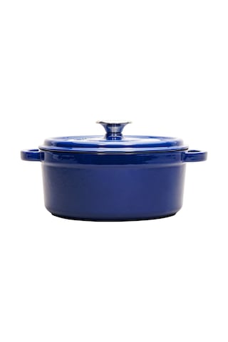 Aroma Kapak Mavi Yuvarlak Tencere Döküm 24 Cm