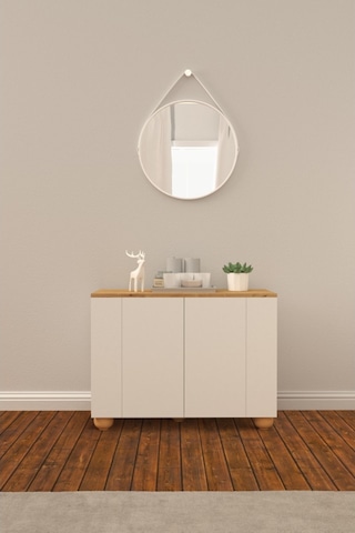 B3Concept B3 Concept Nort Serisi Beyaz & Safir Meşe 4 Beyaz Kapaklı Konsol