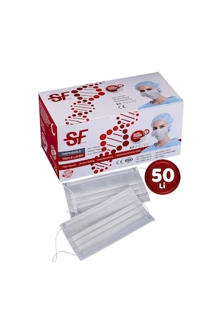 E 3 Katlı Filtreli Burun Telli Cerrahi Maske 50 Li Paket Full Ultrasonik