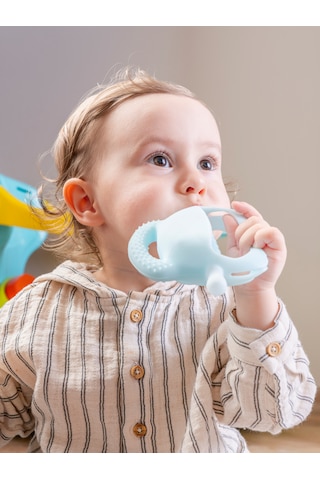Silikon Bebek Diş Kaşıyıcı Açık Mavi