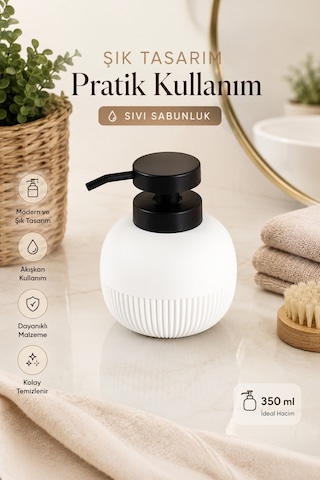 Porsima 3119 Banyo Ve Mutfak Sıvı Sabunluk 450ml Beyaz Beyaz