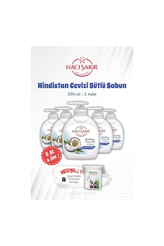 5 Al 4 Öde Hacı Şakir Hindistan Cevizi Sütlü Sıvı El Sabunu 300 Ml Ve Rosıe