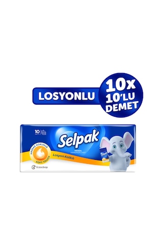 Selpak® Losyonlu Mendil 100'lü ( 10 x 10 )