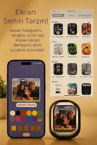 Qasul Kişiselleştirilebilir Renkli Dokunmatik Ekranlı Akıllı Saat