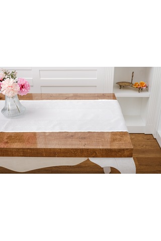 Finezza Ayda Jakar Polyester Kumaş Krem Runner 45x150 cm - 1418