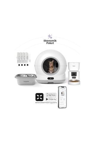 Akıllı Kedi Tuvaleti, Mama Kabı Ve Çelik Su Pınarı 4'lü Pet Ürünleri Seti 004