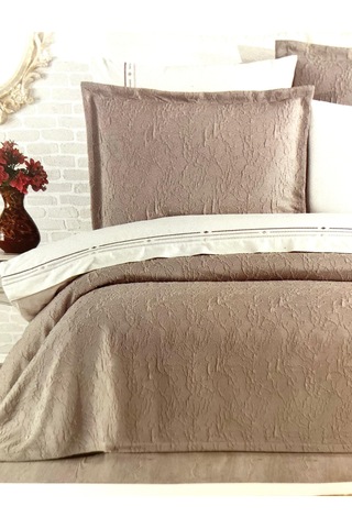 Modern Yatak Örtüsü Seti 9 Parça Vizon Vizon