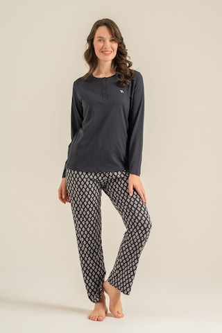 Arnetta Kadın Nakışlı Antrasit Uzun Kol Pijama Takım Ar3749-s-v1 Ar3749-s-v1