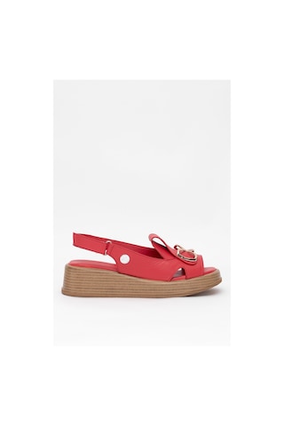 Mammamia D25ys-2780 Kadın Hakiki Deri Düz Sandalet Kırmızı Kırmızı