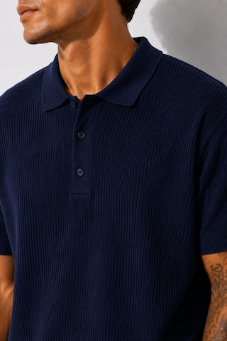 Ribana Erkek Kısa Kollu Fitilli Yarım Düğme Kapama Polo Yaka T-shirt 26001 Lacivert