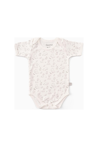 Boumini Bebek Çıtçıtlı Kısa Kollu Body Zarf Yaka Zürafa - Zürafa Çok Renkli