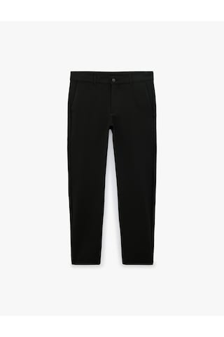 Koton Slim Fit Cepli Düğmeli Viskon Karışımlı Kumaş Pantolon Siyah 7wam40002hk