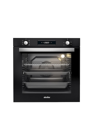 Simfer 8 Fonksiyon Siyah Multi Turbo Dijital 2'li Ankastre Set (7381 Fırın + 3653 Ocak)