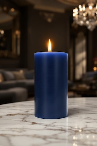 El İşçiliği Blok Kütük Silindir Mum Lacivert Renk 5 Cm X 20 Cm Lavanta Kokulu Lacivert