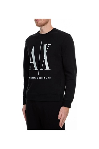 Erkek Önde Ax Logolu Bisiklet Yaka Sweatshirt - Siyah Black