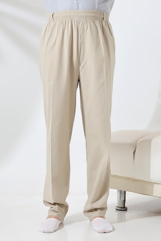 Erkek Krem Rahat Kesim Beli Lastikli Keten Hac Ve Umre Şalvar Pantolon Krem