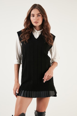 Lela V Yaka Arkası Uzun Triko Bayan Süveter 4616088Y Siyah