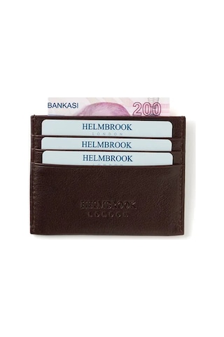 Helmbrook London Barry Erkek Kahve Deri Özel Tasarım Çok Bölmeli Rfid Korumalı Kartlık Kahverengi
