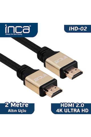 Inca Ihd-02 2.0 V 2 Metre Altin Uçlu Hdmi To Hdmi Kablo