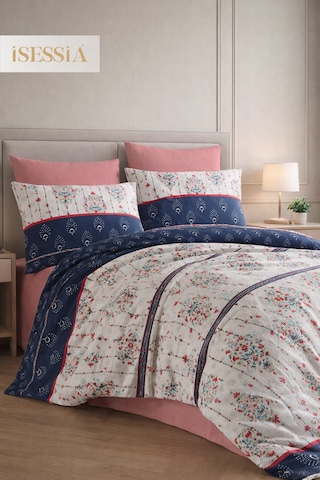 Mira Çift Kişilik Lastikli Çarşaflı Nevresim Takımı Renkli - Motif