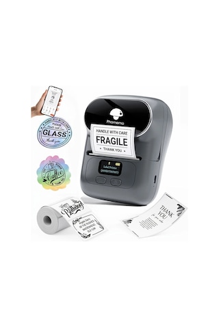 Gateesat Phomemo M110 Etiket Yazıcı Gri Kablosuz Portatif Ürün Ev İş İçin