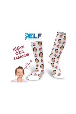 Kişiye Özel Çorap Resim Baskılı Beyaz