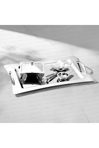 Nehir Karanfil Sade 28 Parça Çay Takımı Gümüş