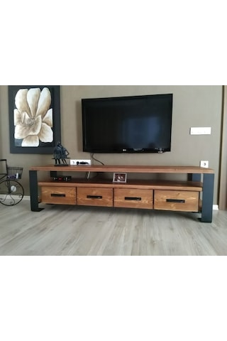 Masif Ahşap Çekmeceli Tv Ünitesi