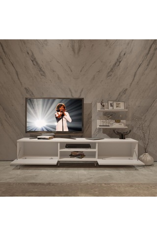 Decoraktiv Eko 4 Mdf Dvd Silver Tv Ünitesi Tv Sehpası Beyaz