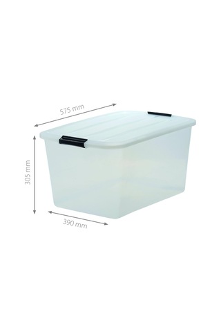 Kapaklı Plastik Saklama Kutuları, 45l, 2'li Set, Şeffaf Çok Renkli