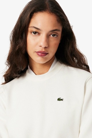 Lacoste Women's Relaxed Fit Crew Neck Cotton Sweatshirt Kadın Rahat Kesim Sweatshirt Beyaz Beyaz